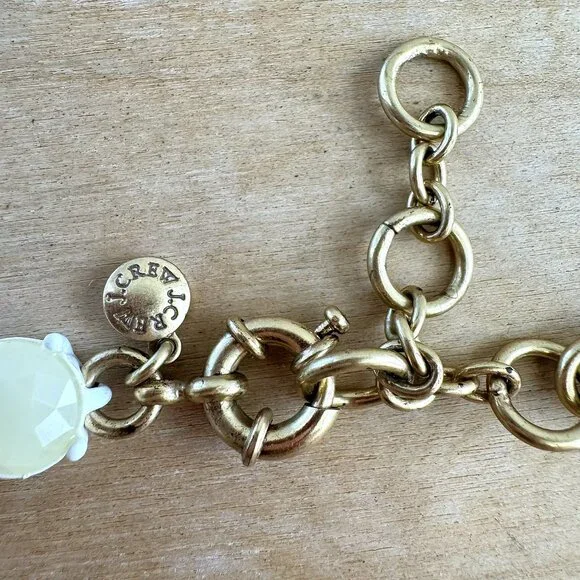 J. CREW Candy Gem Opaque Cream Rhinestone Statement Necklace - 20" w 2" extender - Picture 3 of 4